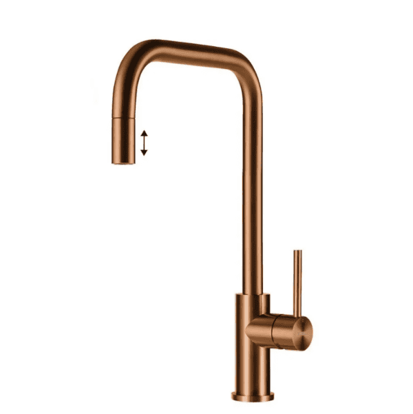 Lorreine Spey-Copper Eenhendel Keukenmengkraan Copper Met Uittrekbare Handdouche