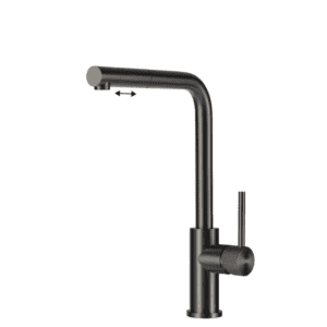 Lorreine Tweed-Gunmetal-XX Eenhendel Keukenmengkraan Met Luxe Hendel Gun Metal Met Uittrekbare Handdouche