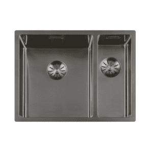 Lorreine 3415SP-Gunmetal Luxe Anderhalve Keukenspoelbak Links Gun Metal 34 x 40 + 15 x 40 Onderbouw – Vlakbouw – Opbouw