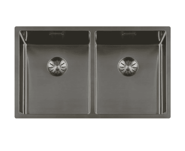 Lorreine 3434SP-Gunmetal Luxe Dubbele Keukenspoelbak Gun Metal 34 x 40 + 34 x 40 Onderbouw – Vlakbouw – Opbouw