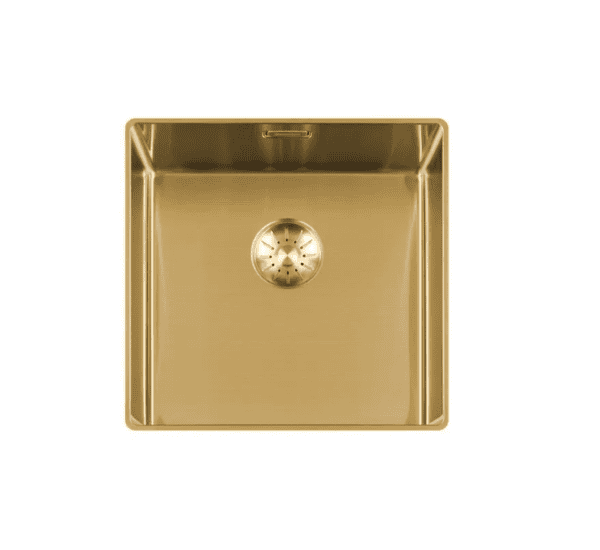 Lorreine 40SL-1016-Gold Luxe Enkele Keukenspoelbak Goud 40 x 40 Speciaal Voor Vlakbouw In Onder Andere Keramiek Of Dekton