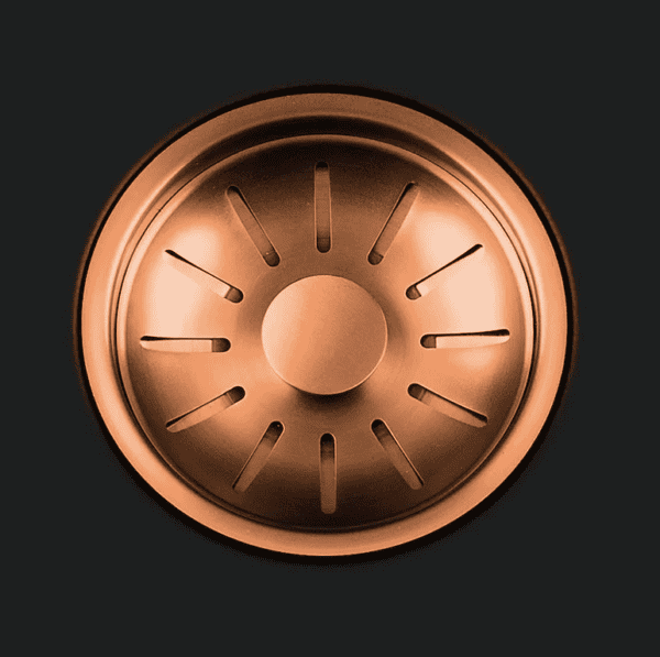 Lorreine 74BQ-FU-Copper Luxe Enkele Keukenspoelbak Graniet Zwart Met Korfplug Copper 74 x 40 Vlakbouw Of Onderbouw