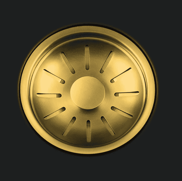 Lorreine 40BQ-FU-Gold Luxe Enkele Keukenspoelbak Graniet Zwart Met Korfplug Goud 40 x 40 Vlakbouw Of Onderbouw