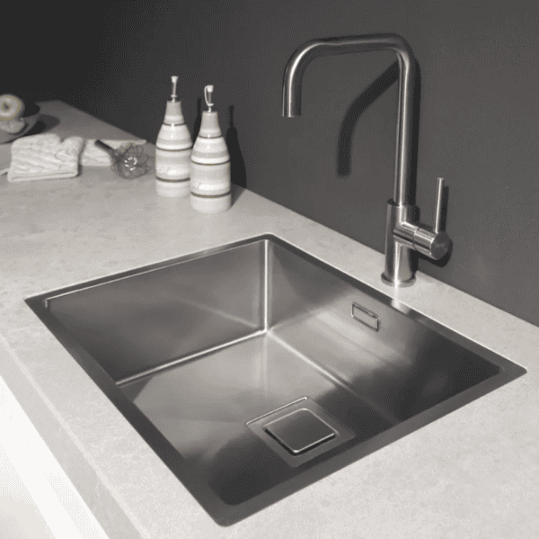 Lorreine 40VK Luxe Enkele Keukenspoelbak RVS Met Vierkante Korfplug 40 x 40 Onderbouw - Vlakbouw - Opbouw